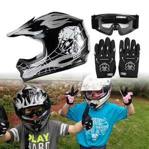 TCMT Black Skull Youth Kids DOT Motocross Off-Road Helmet