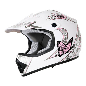 TCMT Pink Butterfly Youth Kids DOT Motocross Off-Road Helmet