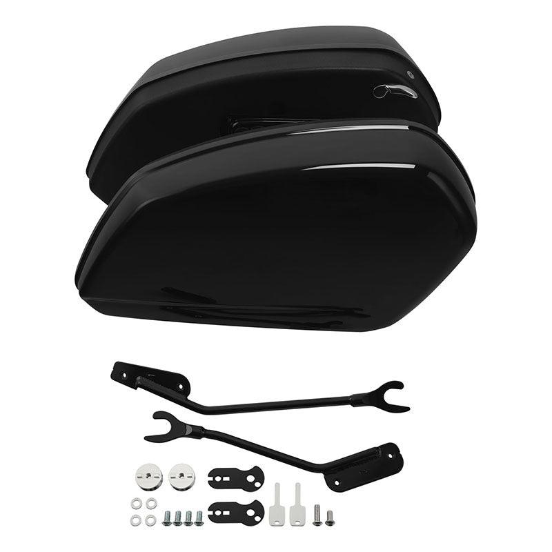 TCMT Vivid Black Saddlebags with Brackets Fit For Harley Low