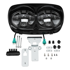 TCMT DOT Dual LED Headlight Assembly Projector Fit For Harley Road Glide '98-'13