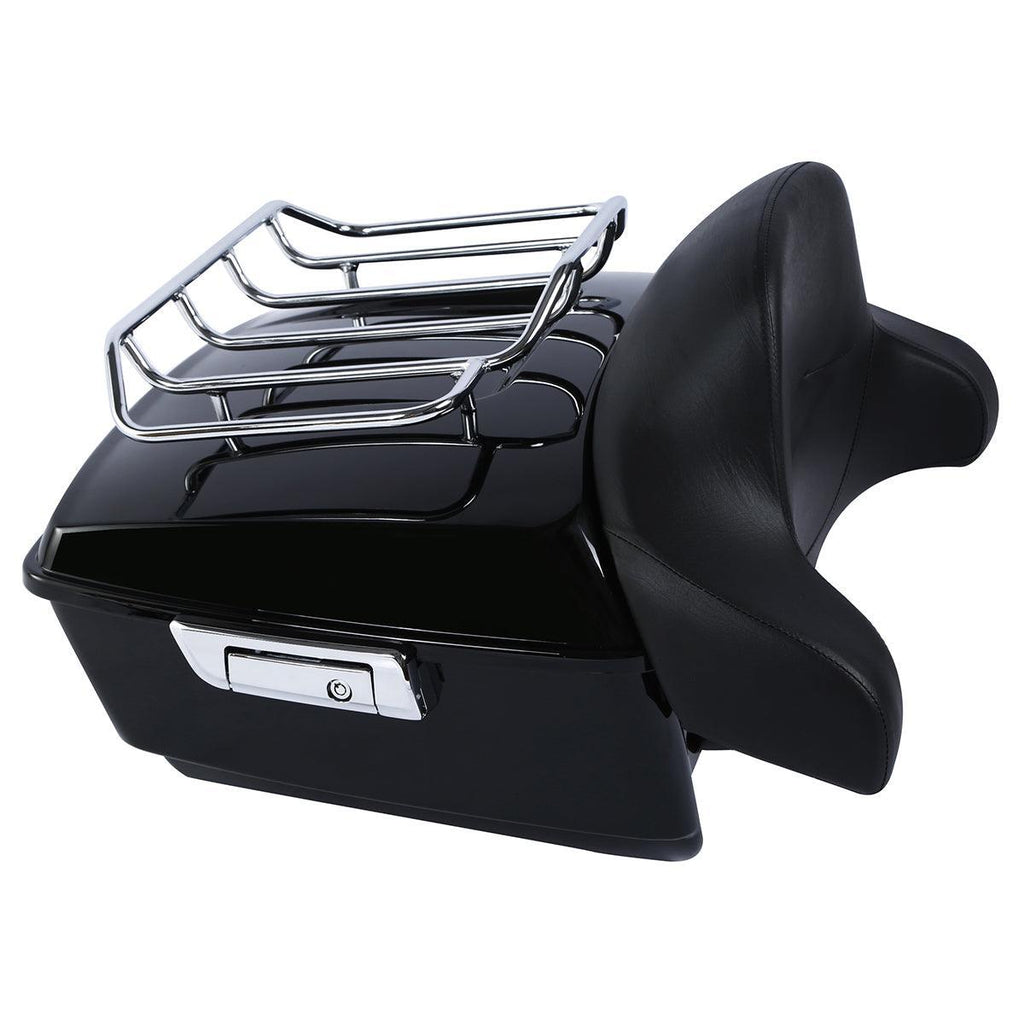 TCMT 13.7" King Tour Pack with Wrap Around Backrest Pad & Top Luggage Rack Fit For Harley Touring '14-'24