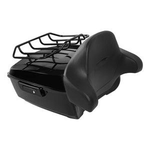 TCMT 13.7" King Tour Pack with Wrap Around Backrest Pad & Top Luggage Rack Fit For Harley Touring '14-'24