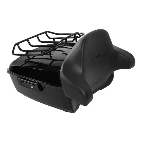TCMT 13.7" King Tour Pack with Wrap Around Backrest Pad & Top Luggage Rack Fit For Harley Touring '14-'24