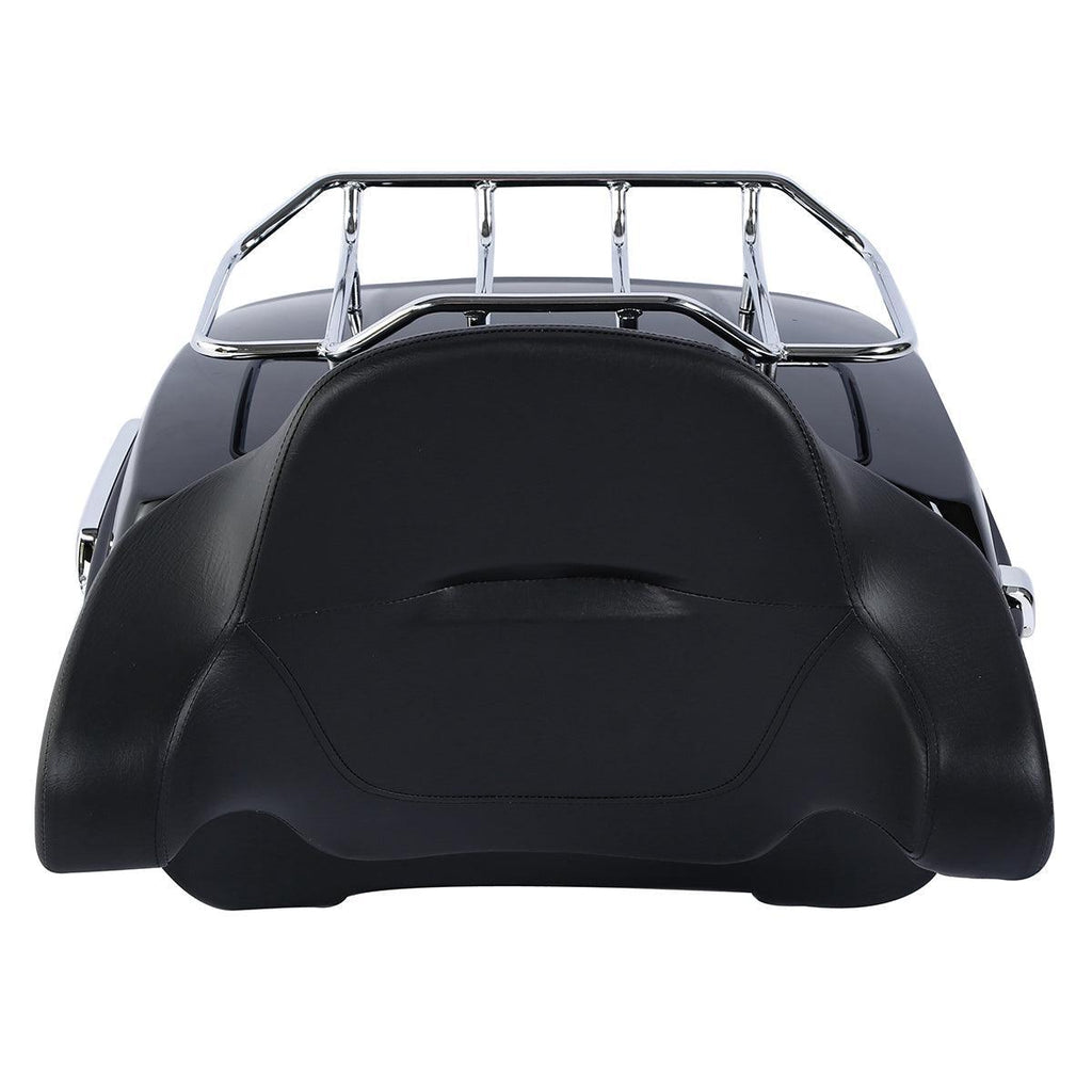 TCMT 13.7" King Tour Pack with Wrap Around Backrest Pad & Top Luggage Rack Fit For Harley Touring '14-'24