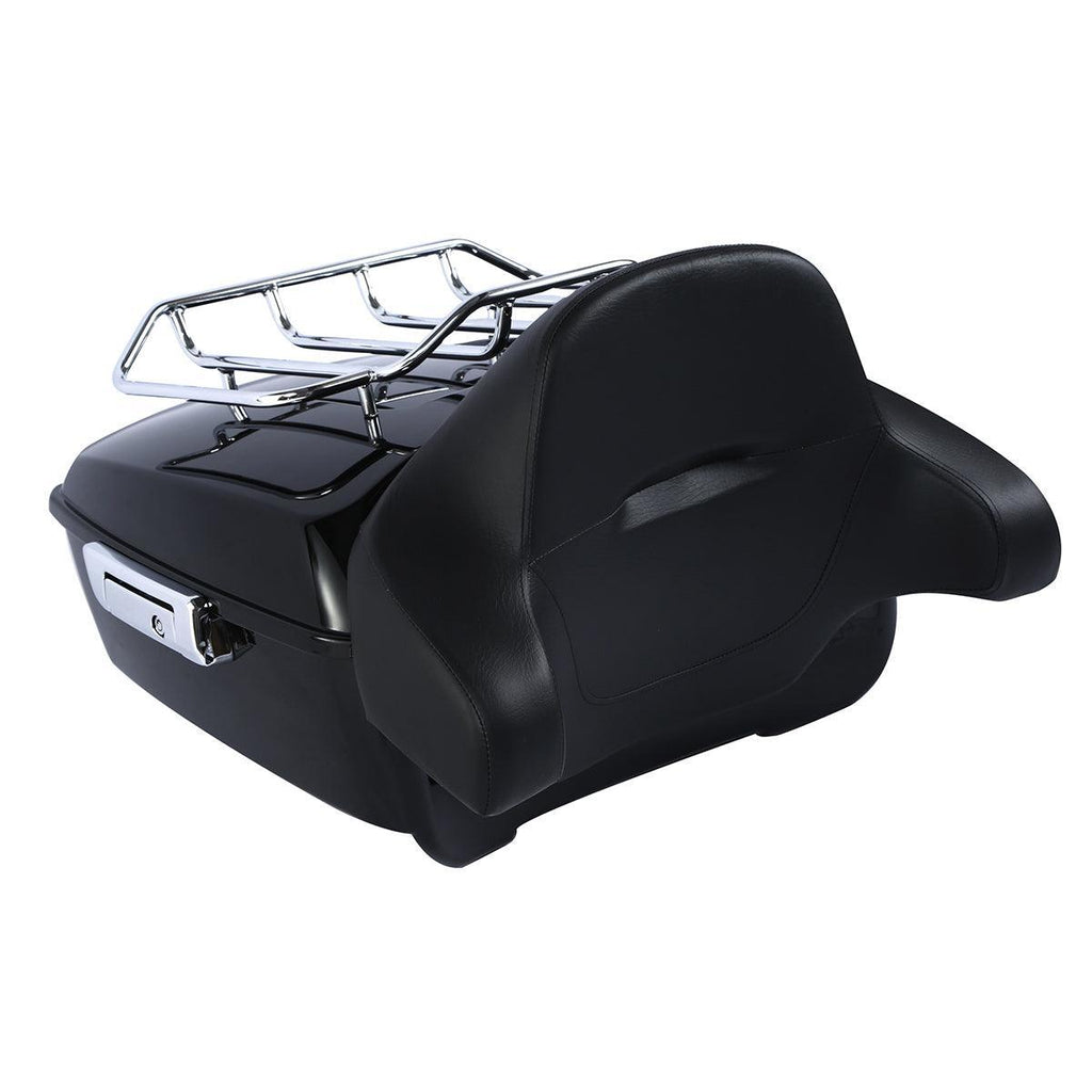 TCMT 13.7" King Tour Pack with Wrap Around Backrest Pad & Top Luggage Rack Fit For Harley Touring '14-'24