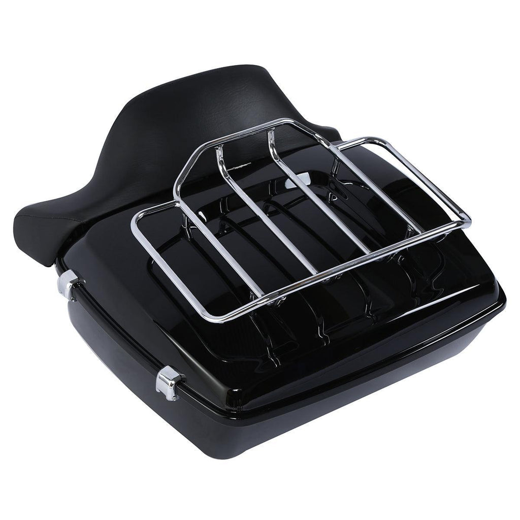 TCMT 13.7" King Tour Pack with Wrap Around Backrest Pad & Top Luggage Rack Fit For Harley Touring '14-'24