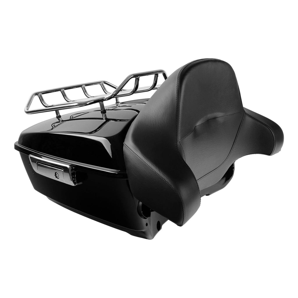 TCMT 13.7" King Tour Pack with Wrap Around Backrest Pad & Top Luggage Rack Fit For Harley Touring '14-'24