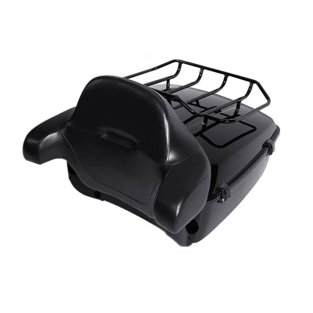 TCMT 13.7" King Tour Pack with Wrap Around Backrest Pad & Top Luggage Rack Fit For Harley Touring '14-'24