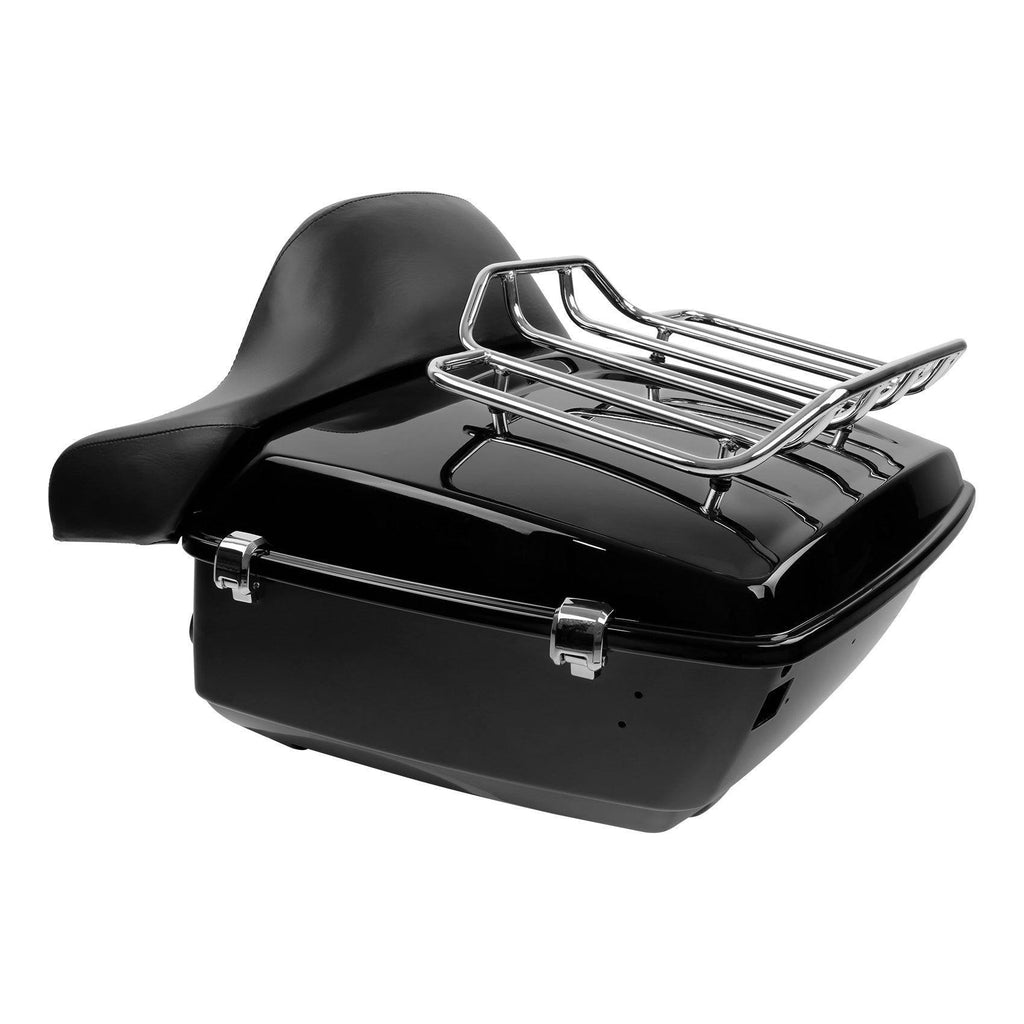 TCMT 13.7" King Tour Pack with Wrap Around Backrest Pad & Top Luggage Rack Fit For Harley Touring '14-'24