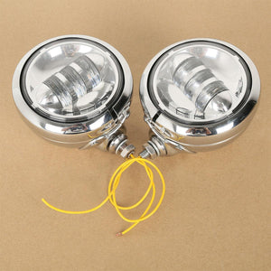 TCMT 4.5" Chrome LED Auxiliary Passing Lights Lamp Fit For Harley Touring - TCMT