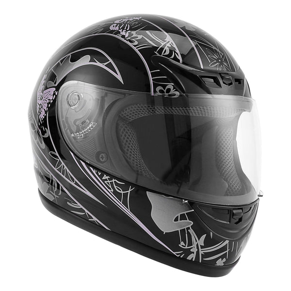 butterfly motorcycle helmet 3 4 purple TCMT Adult Purple Butterfly Full Face DOT Motorcycle Helmet