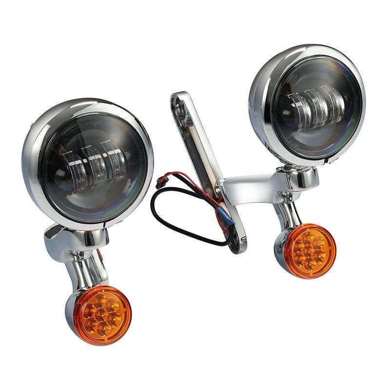 TCMT Auxiliary Light Bracket Spot Fog Light Turn Signal Fit For Harley Road King '94-'13,Electra Glide '97-'13 - TCMT