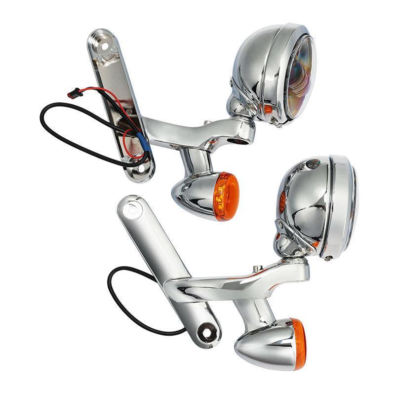 TCMT Auxiliary Light Bracket Spot Fog Light Turn Signal Fit For Harley Road King '94-'13,Electra Glide '97-'13 - TCMT