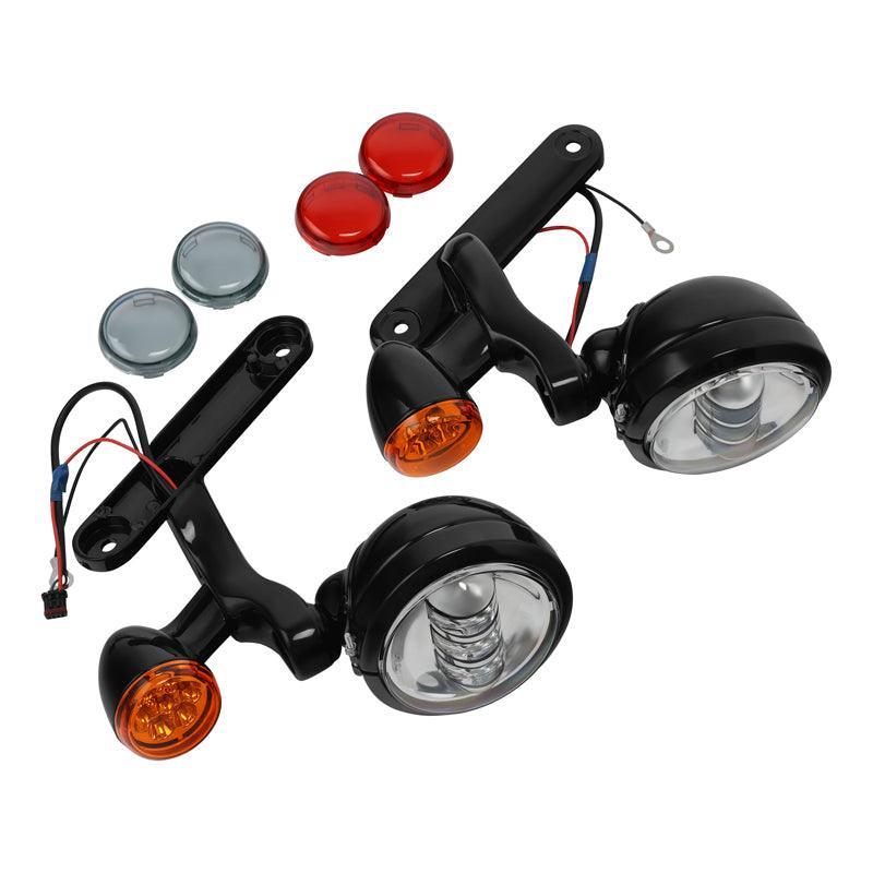 TCMT Auxiliary Light Bracket Spot Fog Light Turn Signal Fit For Harley Road King '94-'13,Electra Glide '97-'13 - TCMT