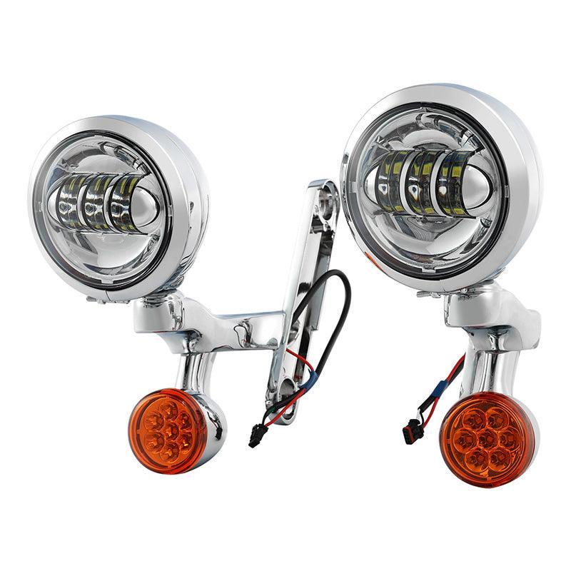TCMT Auxiliary Light Bracket Spot Fog Light Turn Signal Fit For Harley Road King '94-'13,Electra Glide '97-'13 - TCMT