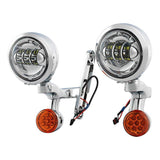 TCMT Auxiliary Light Bracket Spot Fog Light Turn Signal Fit For Harley Road King '94-'13,Electra Glide '97-'13 - TCMT