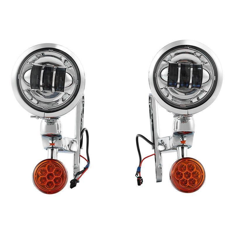 TCMT Auxiliary Light Bracket Spot Fog Light Turn Signal Fit For Harley Road King '94-'13,Electra Glide '97-'13 - TCMT