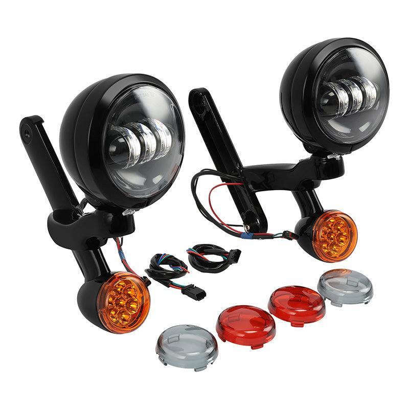 TCMT Auxiliary Light Bracket Spot Fog Light Turn Signal Fit For Harley Road King '94-'13,Electra Glide '97-'13 - TCMT