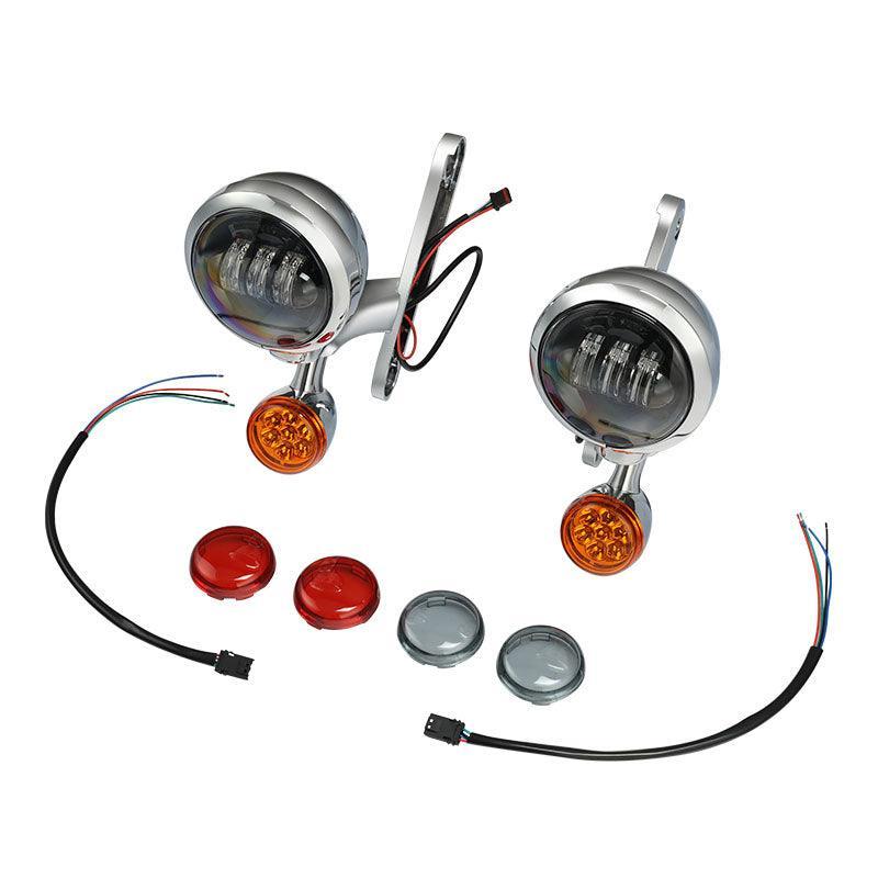TCMT Auxiliary Light Bracket Spot Fog Light Turn Signal Fit For Harley Road King '94-'13,Electra Glide '97-'13 - TCMT