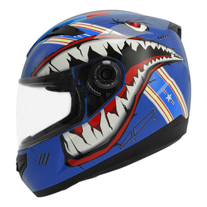 TCMT Youth Kids DOT Full Face Motorcycle Helmet Blue Shark - TCMTMOTOR