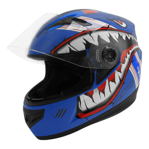 TCMT Youth Kids DOT Full Face Motorcycle Helmet Blue Shark - TCMTMOTOR