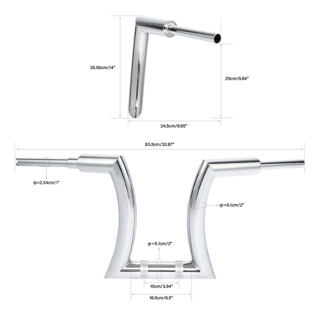 TCMT 14" 16" 18" 20" Rise 2" Hanger Handlebar Chrome Fit For Harley Touring Softail - TCMTMOTOR