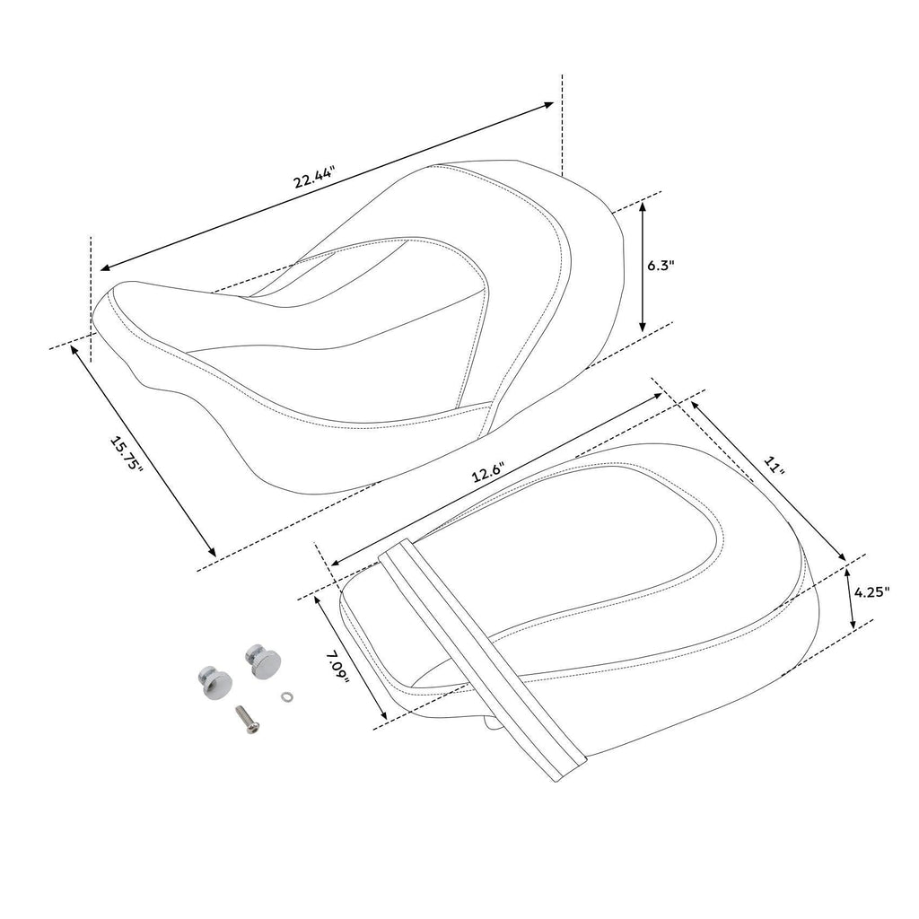 TCMT Driver Passenger Seat Backrest Pad Fit For Harley CVO Touring - TCMTMOTOR