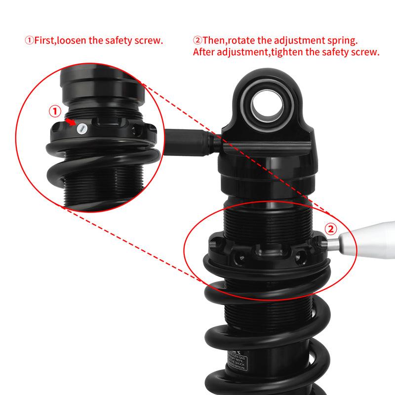 TCMT Remote Reservoir Rear Suspensions Shock Without Trunk Fit For Harley Touring '14-'24 - TCMT