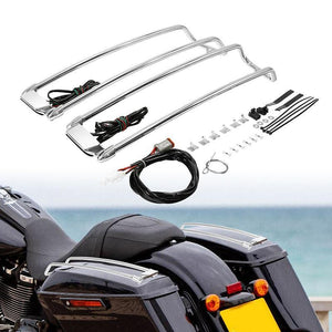 TCMT Saddlebag Lid Top Rail & LED Light Fit For Harley Touring '94-'13 - TCMT