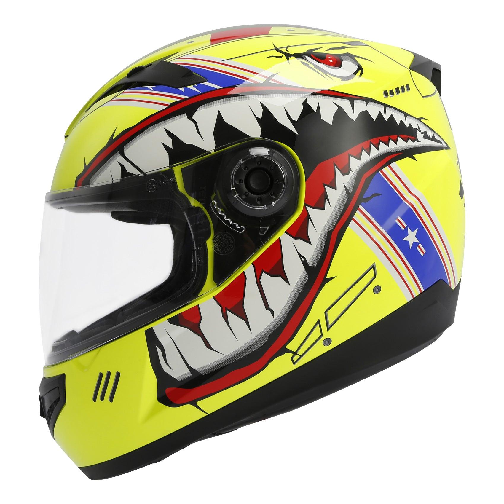 TCMT Yellow Shark Youth Kids DOT Full Face Motorcycle Helmet