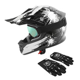 TCMT White Firework Youth Kids DOT Motocross Off-Road Helmet