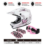 TCMT Pink Butterfly Youth Kids DOT Motocross Off-Road Helmet