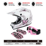 TCMT Pink Butterfly Youth Kids DOT Motocross Off-Road Helmet