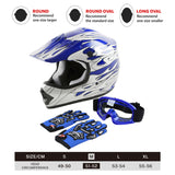 TCMT Blue Flame Youth Kids DOT Motocross Off-Road Helmet