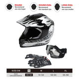 TCMT Black Skull Youth Kids DOT Motocross Off-Road Helmet