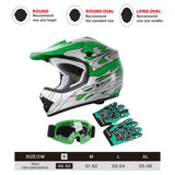 TCMT Green Flame Youth Kids DOT Motocross Off-Road Helmet