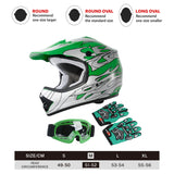 TCMT Green Flame Youth Kids DOT Motocross Off-Road Helmet