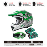 TCMT Green Flame Youth Kids DOT Motocross Off-Road Helmet