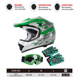 TCMT Green Flame Youth Kids DOT Motocross Off-Road Helmet