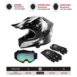 TCMT White Firework Youth Kids DOT Motocross Off-Road Helmet