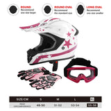 TCMT Rose Red Star Youth Kids DOT Motocross Off-Road Helmet