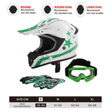 TCMT Green Star Youth Kids DOT Motocross Off-Road Helmet