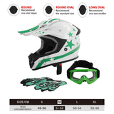 TCMT Green Star Youth Kids DOT Motocross Off-Road Helmet