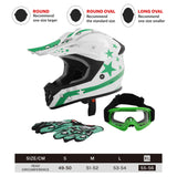 TCMT Green Star Youth Kids DOT Motocross Off-Road Helmet