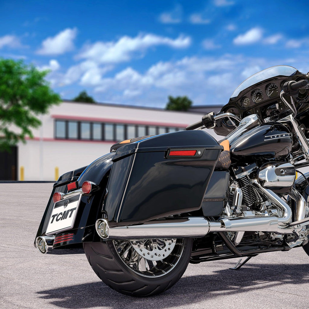 TCMT Borse Laterali Rigide ABS Per Harley Touring 1993-2013 - Coperchio Nero Lucido Con Chiavi - Allungate 12,7cm Per Electra Glide Road King Street Glide