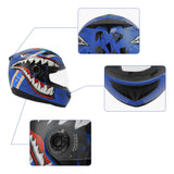 TCMT Blue Shark Youth Kids DOT Full Face Motorcycle Helmet