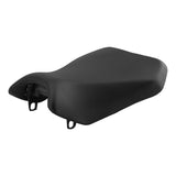 Black motorcycle seat cushion on white background, replacement bike seat accessory