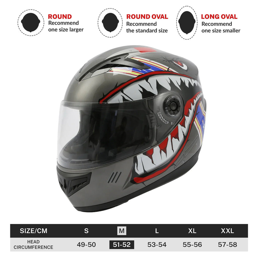 TCMT Gray Shark Youth Kids DOT Full Face Motorcycle Helmet TCMT Gray Shark Youth Kids DOT Full Face Motorcycle Helmet