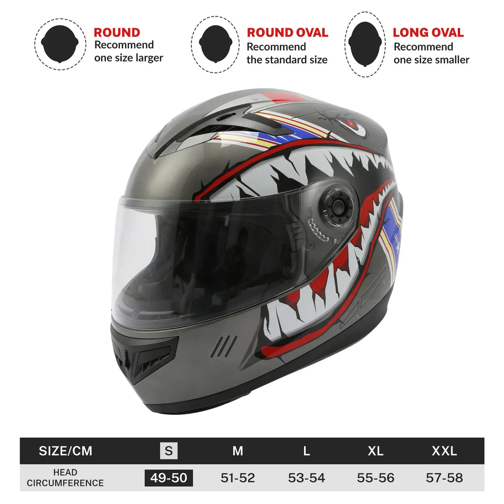 bike helmet shark tank TCMT Gray Shark Youth Kids DOT Full Face Motorcycle Helmet
