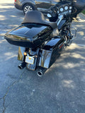 TCMT 10.7" Black/Chrome Latches Chopped Trunk with Wrap Around Backrest Pad Fit For Harley Touring '14-'25